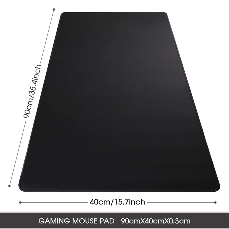 HIHUHEN Gaming Mouse Mat/Mouse Pad 35.4x15.7x0.12Inch | XXL Mouse pad | Table mat/Large Size | Improved Precision and Speed | Rubber Base for Stable Grip on Smooth Surfaces Non-Slip (90x40 Black004) - Image 2